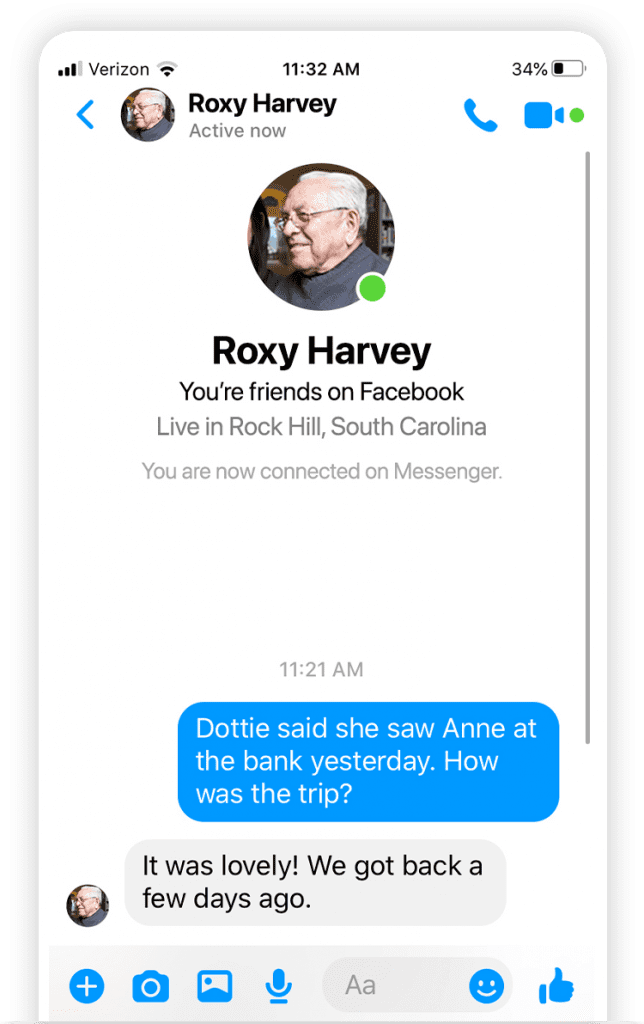 One example of messaging apps for seniors. Facebook Messenger