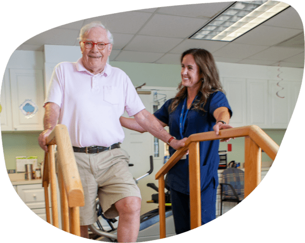 elderly man in physical therapy